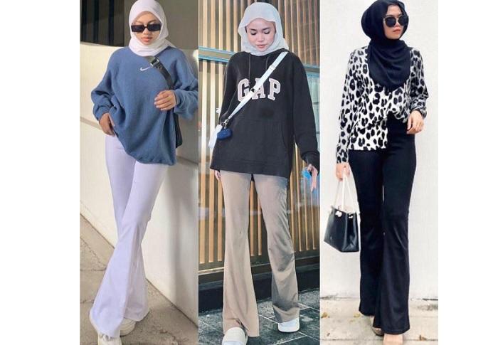 OOTD, outfit of the day, cutbray, boothcut, jeans, jins, hijab