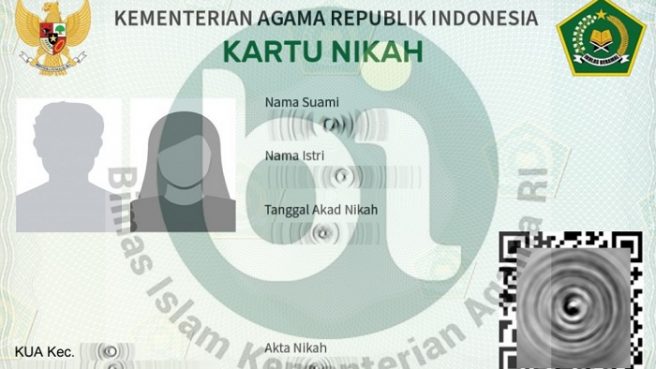 kartu nikah digital diberikan pada pasangan pengantin baru dan lama