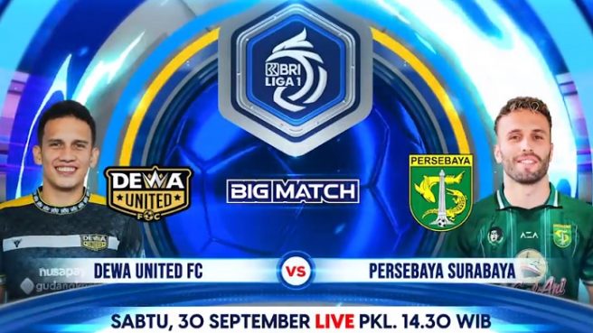 Pertandingan Dewa United vs Persebaya Surabaya di pekan ke-14 BRI Liga 1 Indonesia 2023/2024 akan berlangsung Sabtu 30 September 2023.