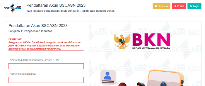 Laman pendaftaran CPNS Kemenag 2024