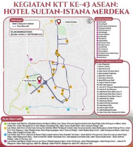 jalur alternatif kegiatan KTT ke 43 ASEAN di Hotel Sultan Istana Merdeka
