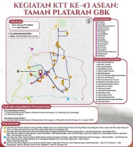 jalur alternatif kegiatan KTT ke 43 ASEAN di Plataran GBK