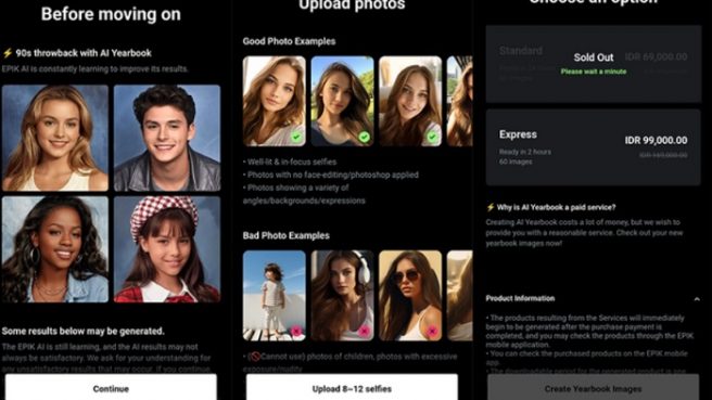 Filter AI untuk edit foto ala buku tahunan di Aplikasi Epic