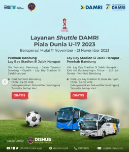 bus DAMRI gratis layani penonton Piala Dunia U 17 di Bandung
