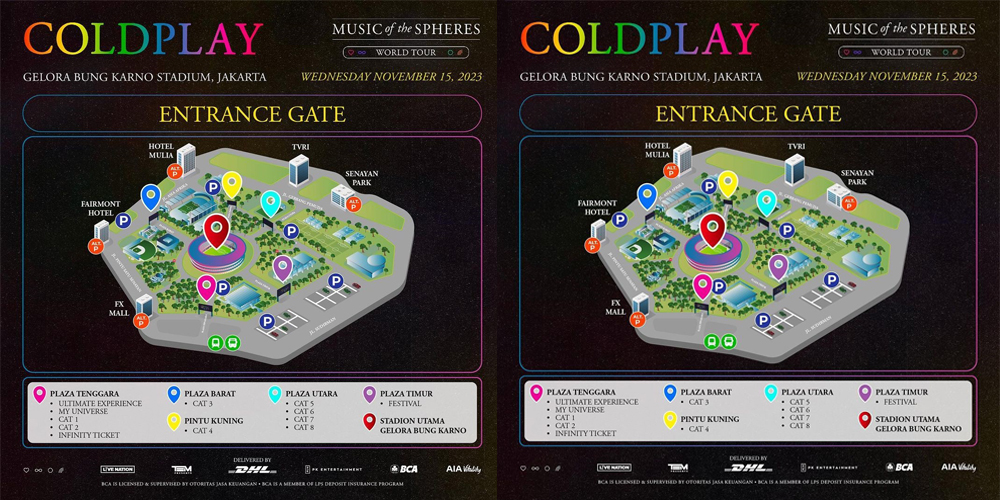 Akses masuk penonton Coldplay sesuai kategiru tiketnya