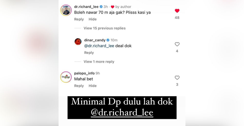 Dinar Candy jual akun media sosial