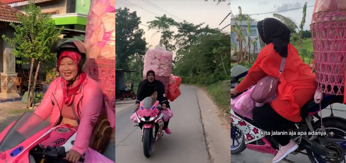 Viral Emak Emak Jualan Kerupuk Pakai Motor Sport Bergambar Hello Kitty Tangsel Life