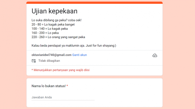 Link Ujian Kepekaan Google Form