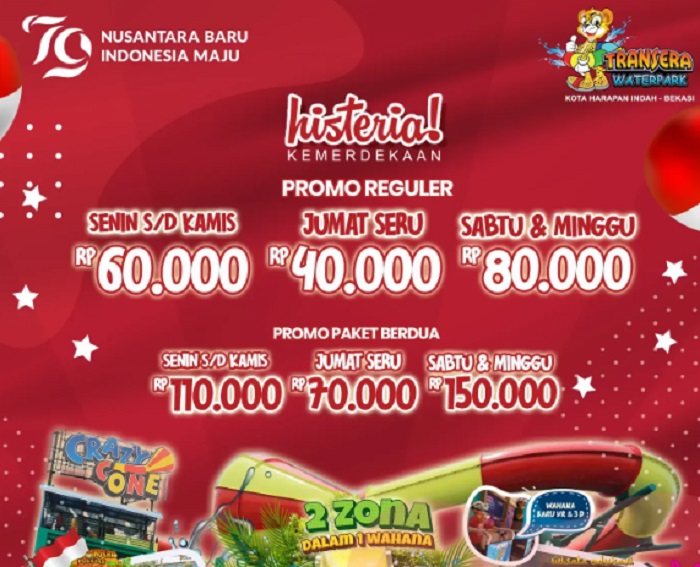 Promo kemerdekaan 17 Agustus 2024 di Tempat Wisata Jabodetabek