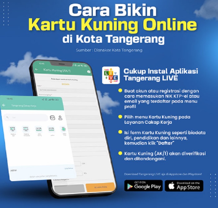 Pembuatan kartu kuning online di aplikasi Tangerang LIVE