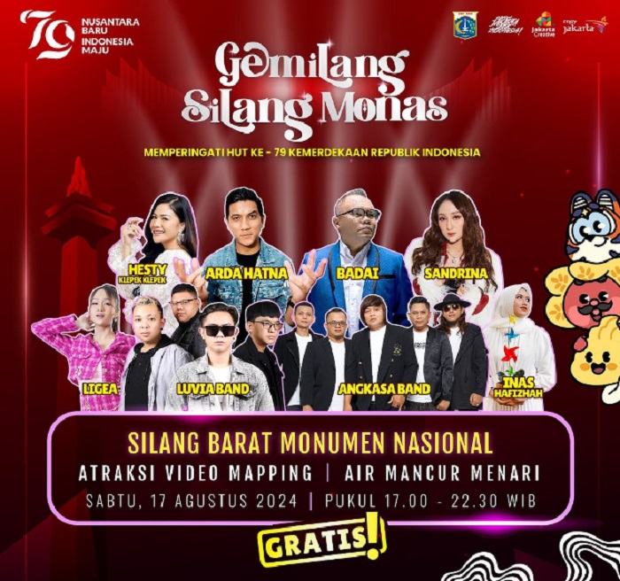 Konser gratis akhir pekan 17-18 Agustus 2024