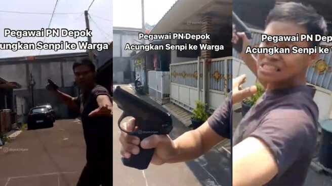 pegawai PN Depok intimidasi warga dengan pistol