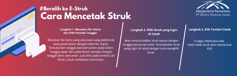 Cara cetak elektronik struk di Tol Pondok Aren-Serpong