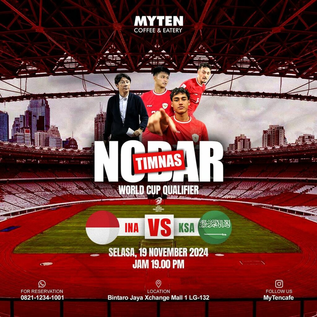 Tempat nobar Indonesia vs Arab Saudi 19 November 2024