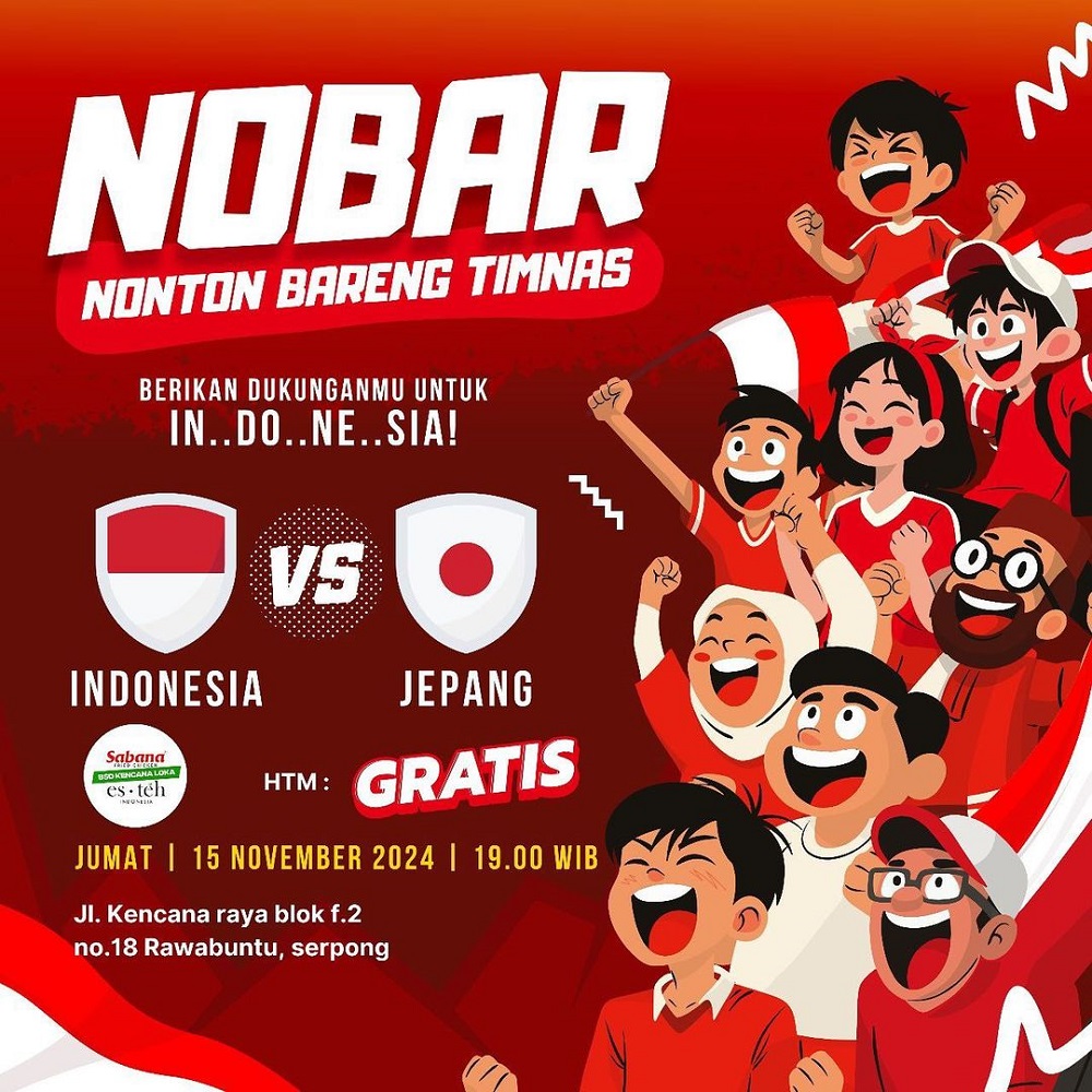 tempat nobar indonesia vs jepang di tangsel