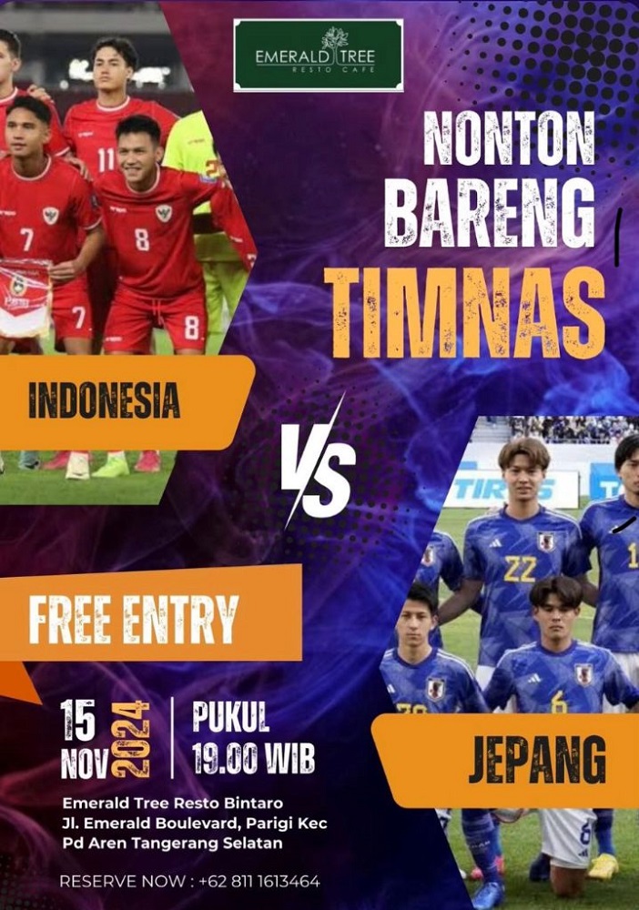 tempat nobar indonesia vs jepang di tangsel