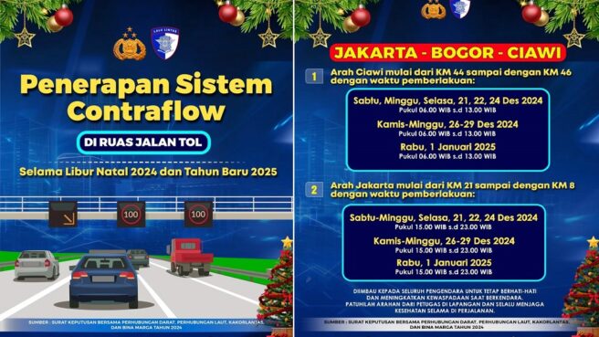 Contra flow di ruas jalan tol libur Nataru 2024/2025