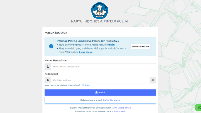 daftar kip kuliah 2025