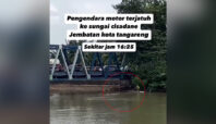 pengendara motor jatuh ke sungai cisadane