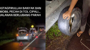 mobil alami pecah ban