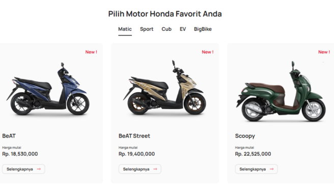 harga motor matic honda