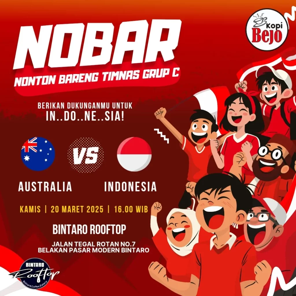 Tempat nobar Indonesia vs Australia di Tangsel