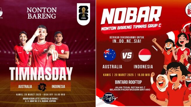 Tempat nobar Indonesia vs Australia di Tangsel