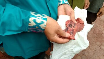 Terdapat tulisan nama pemberi korban dalam paru-paru sapi di Tangsel. Foto: ist