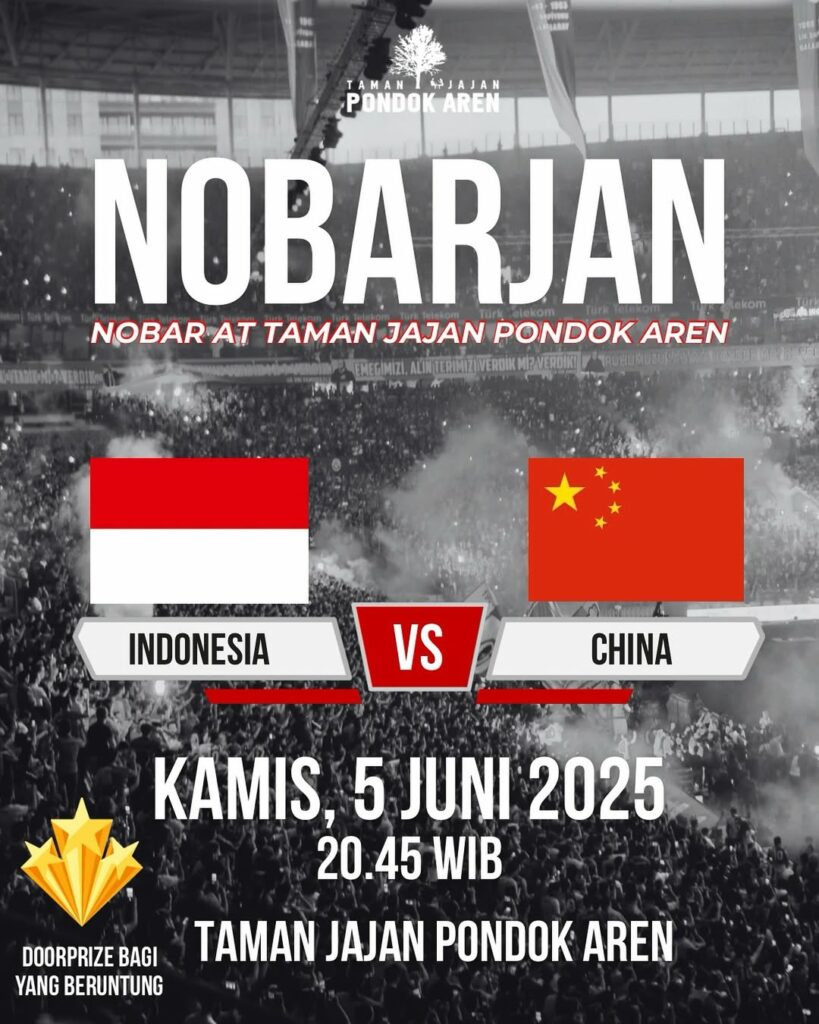 Tempat nobar Indonesia vs China di Tangsel malam ini