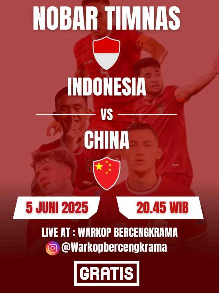 Tempat nobar Indonesia vs China di Tangsel malam ini