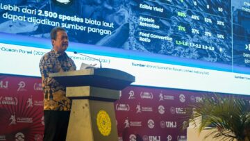 Menteri KKP Republik Indonesia, Sakti Wahyu Trenggono, saat menghadiri PPKMB di UMJ. Foto: ist