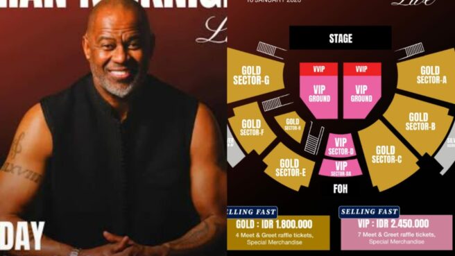 Konser Brian McKnight di Balai Sarbini pada Jumat 16 Januari 2026.