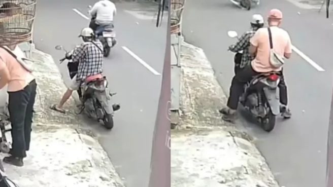 Pria Tempel Stiker QR Code Judi Online di Jaksel